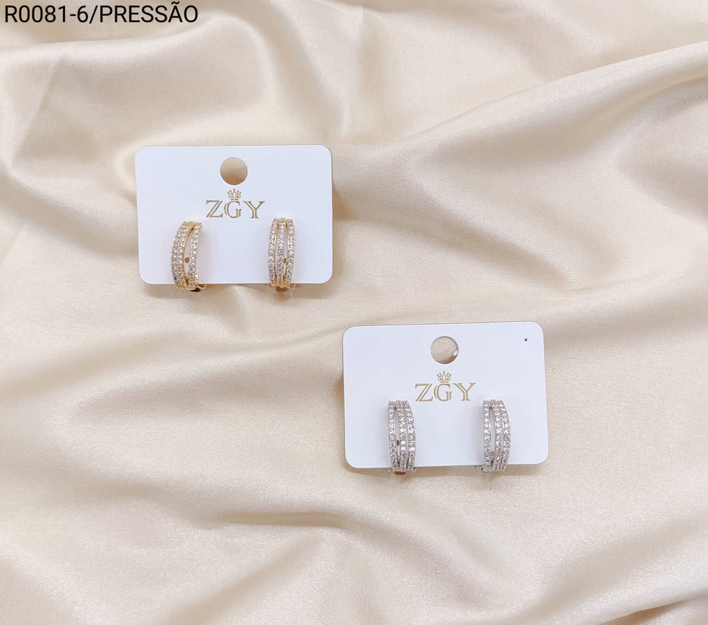 Brincos Folheados Pressão 1 dúzia com 12 pçs (R0081-6)