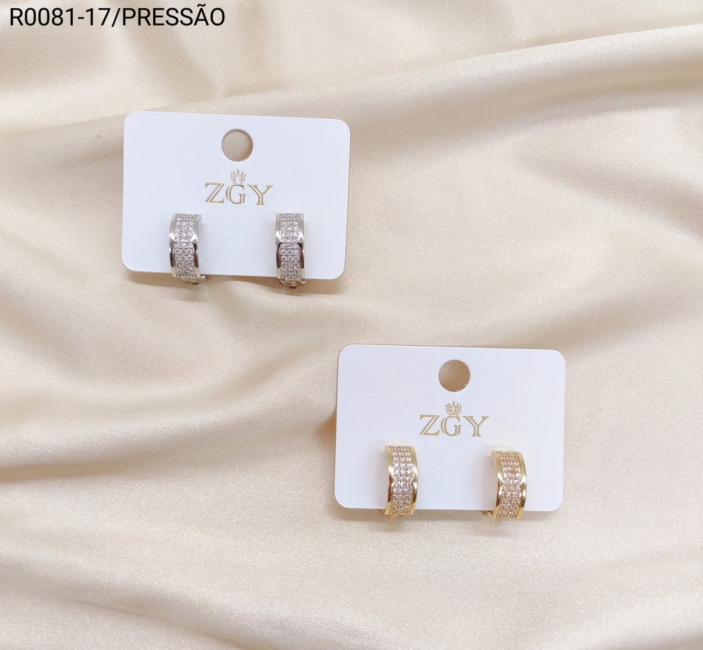 Brincos Folheados Pressão 1 dúzia com 12 pçs (R0081-17)