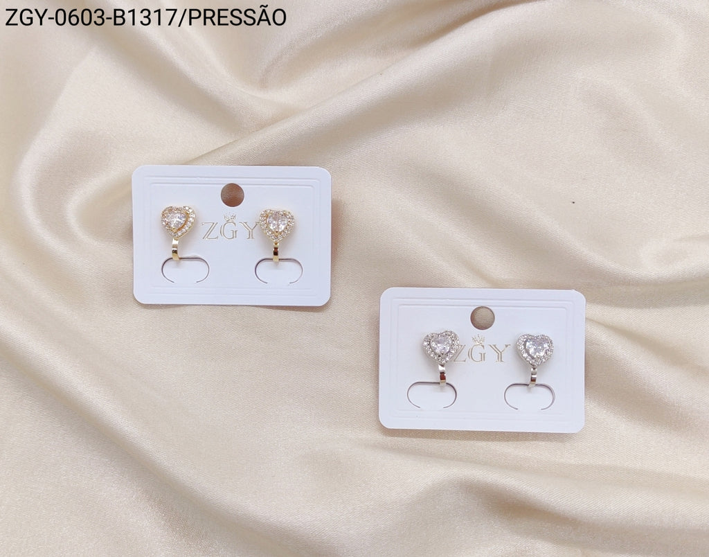 Brincos Folheados Pressão 1 dúzia com 12 pçs (ZGY-0603-B1317)