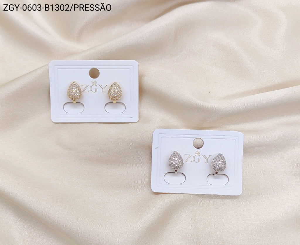 Brincos Folheados Pressão  1 dúzia com 12 pçs (ZGY-0603-B1302)
