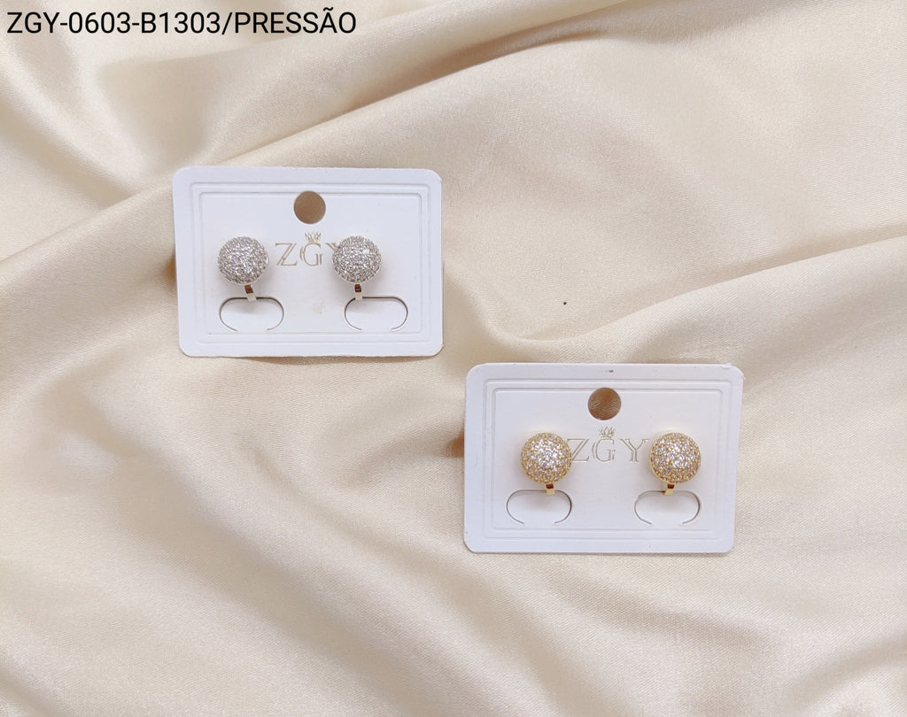 Brincos Folheados Pressão 1 dúzia com 12 pçs (ZGY-0603-B1303)