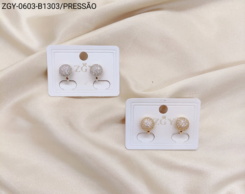 Brincos Folheados Pressão 1 dúzia com 12 pçs (ZGY-0603-B1303)
