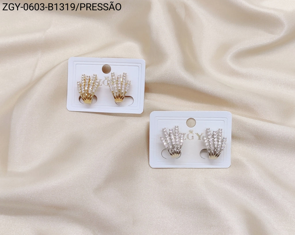 Brincos Folheados Pressão 1 dúzia com 12 pçs (ZGY-0603-B1319)
