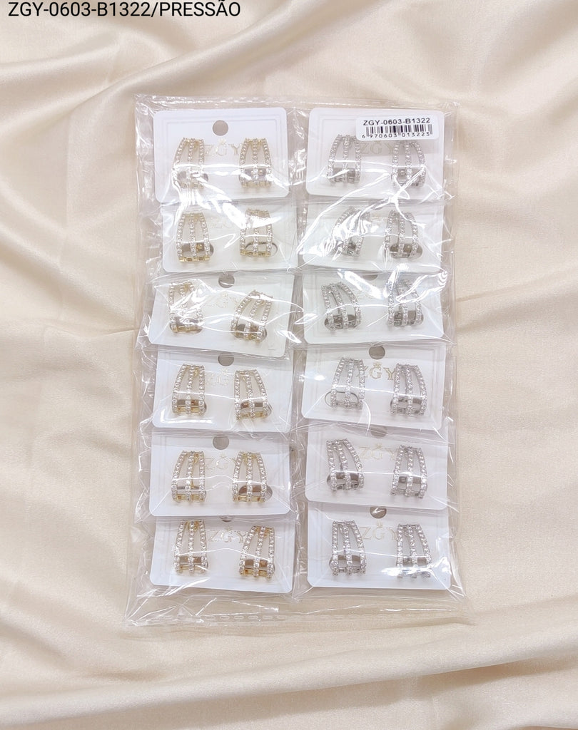 Brincos Folheados Pressão 1 dúzia com 12 pçs (ZGY-0603-B1322)