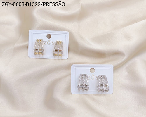 Brincos Folheados Pressão 1 dúzia com 12 pçs (ZGY-0603-B1322)