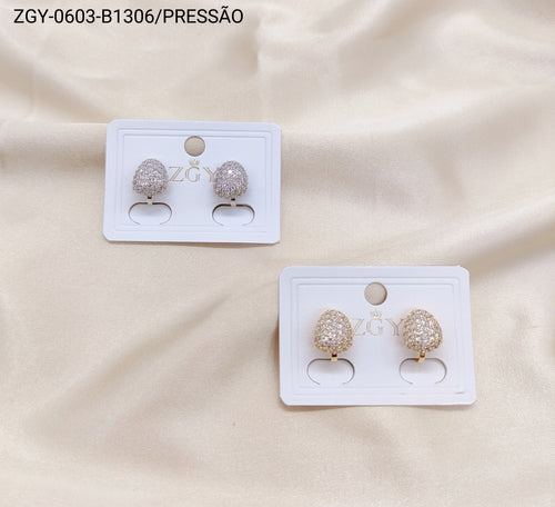 Brincos Folheados Pressão 1 dúzia com 12 pçs (ZGY-0603-B1306)