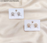 Brincos Folheados Pressão 1 dúzia com 12 pçs (ZGY-0603-B1305)