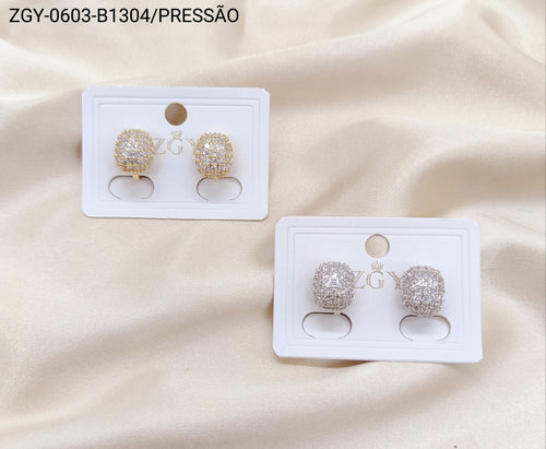 Brincos Folheados Pressão 1 dúzia com 12 pçs (ZGY-0603-B1304)