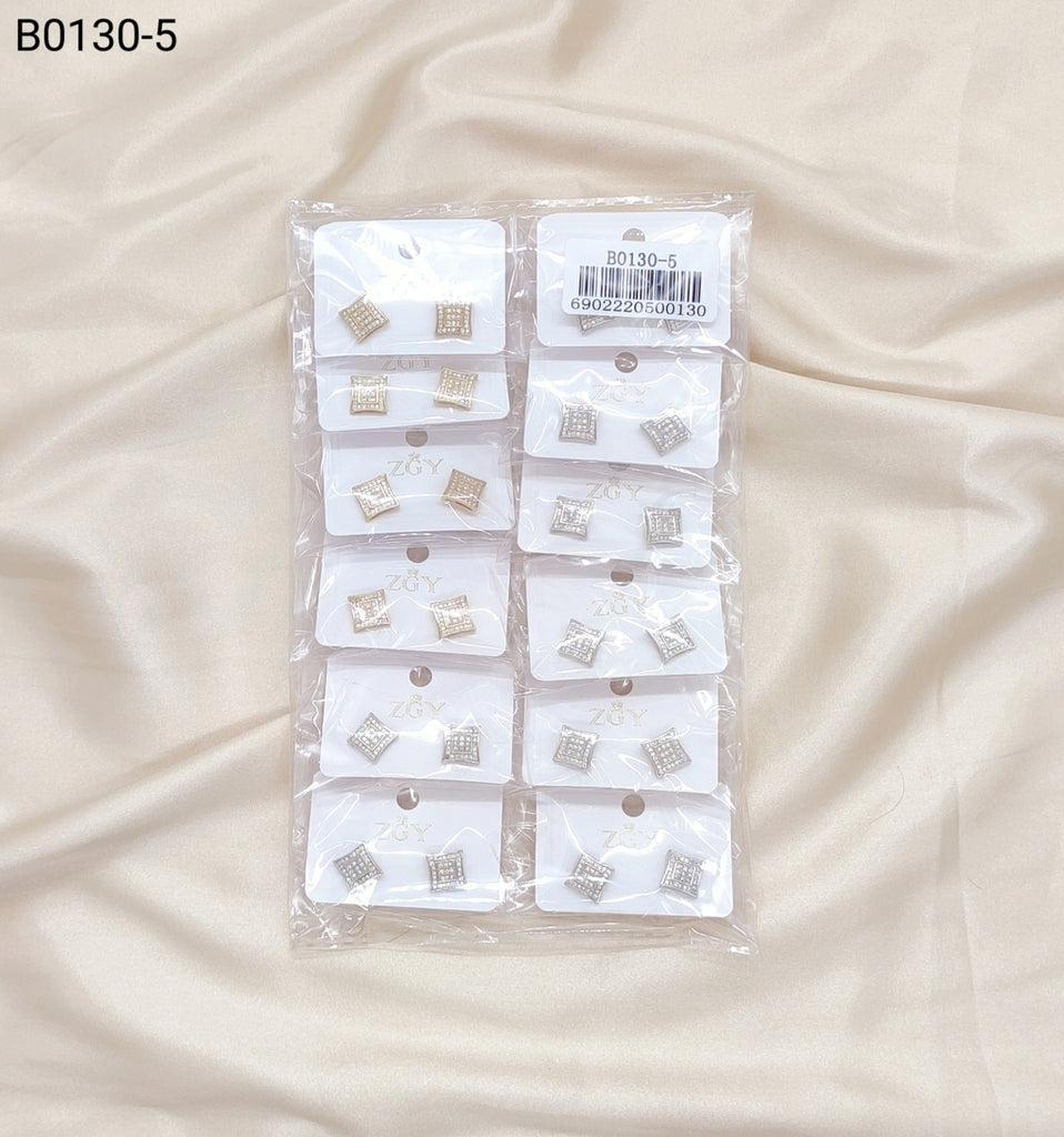 Brincos Folheados Zircônia Masculino 1 dúzia com 12 pçs  (B0130-5)