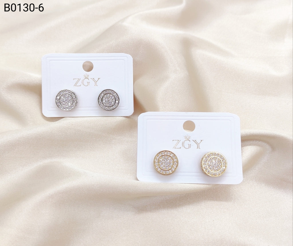 Brincos Folheados Zircônia Masculino 1 dúzia com 12 pçs (B0130-6)