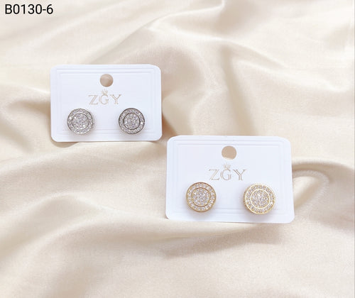 Brincos Folheados Zircônia Masculino 1 dúzia com 12 pçs (B0130-6)