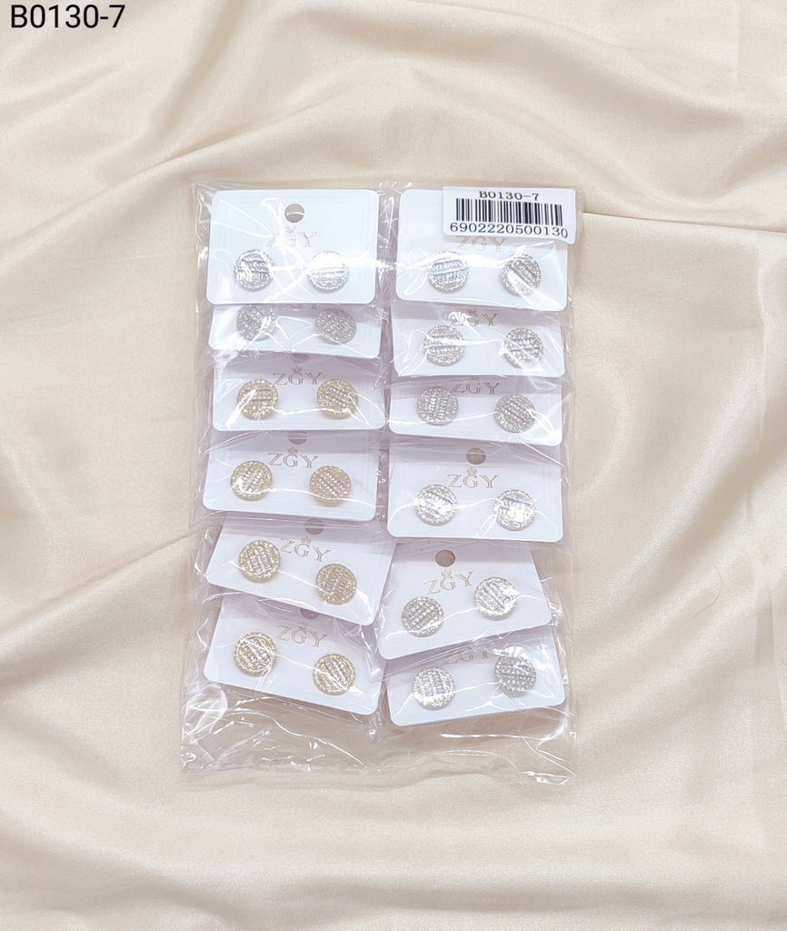 Brincos Folheados Zircônia Masculino 1 dúzia com 12 pçs (B0130-7)