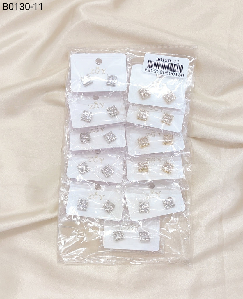 Brincos Folheados Zircônia Masculino 1 dúzia com 12 pçs (B0130-11)