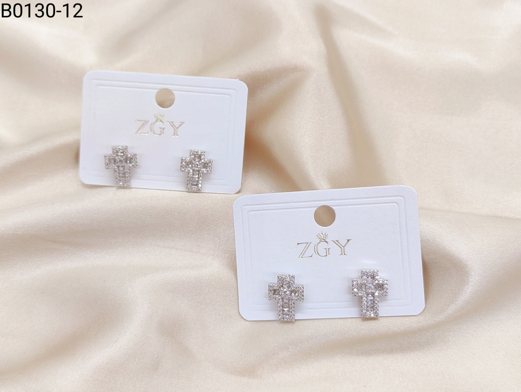 Brincos Folheados Zircônia Masculino 1 dúzia com 12 pçs (B0130-12)