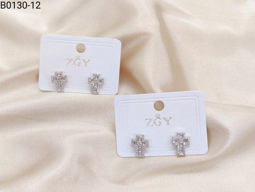 Brincos Folheados Zircônia Masculino 1 dúzia com 12 pçs (B0130-12)