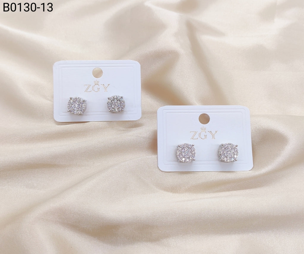 Brincos Folheados Zircônia Masculino 1 dúzia com 12 pçs (B0130-13)