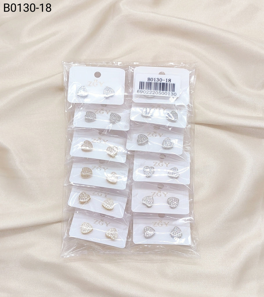 Brincos Folheados Zircônia Masculino 1 dúzia com 12 pçs (B0130-18)