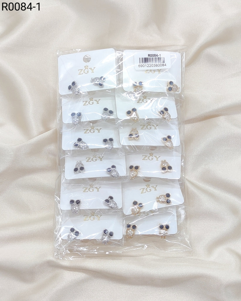 Brincos Folheados de Zircônia 1 dúzia com 12 pçs (R0084-1)